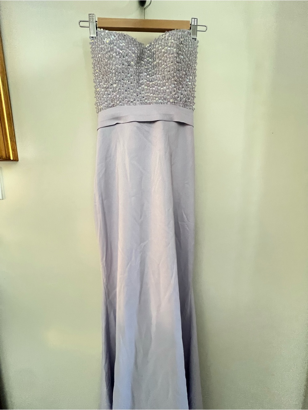 Strapless Pale Lilac/ Lavender Beaded Evening Gown